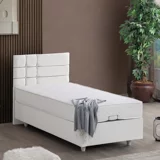Setay Almada 100x200 cm Başlıklı Yataklı Sandıklı Tek Kişilik Baza Seti Beyaz