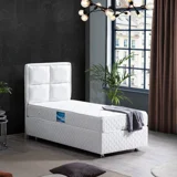 Setay Grand 90x190 cm Başlıklı Yataklı Sandıklı Tek Kişilik Baza Seti Beyaz