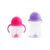 Munchkin Pipetli Akıtmaz Kulplu-Kulpsuz 6+ Ay 207 ml Alıştırma Bardağı Pembe-Mor