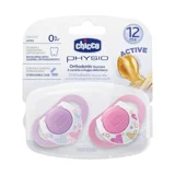 Chicco Physio 12 Ay+ Delikli Ortodontik Kauçuk 2'li Emzik Lila Pembe