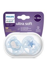 Philips Avent Ultra Soft SCF223/03 6-18 Ay Delikli Ortodontik Damaklı Silikon Emzik Mavi