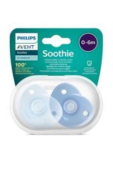 Philips Avent Soothie SCF099/21 0-6 Ay Delikli Ortodontik Yenidoğan Kiraz Uçlu Silikon 2'li Emzik Mavi