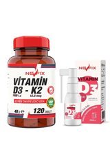 Nevfix Vitamin D3-K2 Yetişkin 120 Adet + Nevfix Vitamin D3 Sıvı Sprey