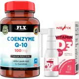 Flx Coenzyme Q10 L-Karnitin 60 Tablet + Nevtix D3 Vitamin Spey 20 ml