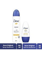 Dove Invisible Dry Pudralı Ter Önleyici Antiperspirant Sprey Roll-On Deodorant Kadın 150 ml + Original Kadın Roll-On Deodorant 50 ml