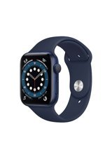 Apple Watch Series 6 Apple Uyumlu WatchOS Su Geçirmez 44 mm Silikon Kordon Kare Unisex Akıllı Saat Lacivert