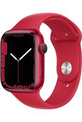 Apple Watch Series 7 Apple Uyumlu WatchOS Su Geçirmez 45 mm Kauçuk Kordon Kare Unisex Sim Kartlı Akıllı Saat Kırmızı