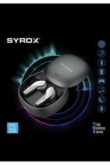 Syrox Mx30 TWS Android iOS Uyumlu Tek Mikrofonlu Bluetooth 5.3 Silikonsuz Gürültü Önleyici Kablosuz Kulak İçi Bluetooth Kulaklık Siyah