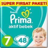 Prima Aktif Bebek 7 Numara Cırtlı Bebek Bezi 48 Adet