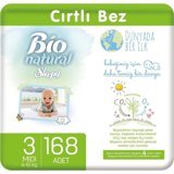 Sleepy Bio Natural 3 Numara Organik Cırtlı Bebek Bezi 168 Adet