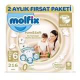 Molfix Pure&Soft 6 Numara Organik Cırtlı Bebek Bezi 216 Adet