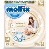 Molfix Pure&Soft 4 Numara Organik Göbek Oyuntulu Cırtlı Bebek Bezi 86 Adet