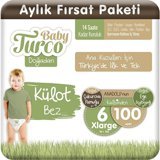 Baby Turco Doğadan 6 Numara Organik Külot Bebek Bezi 100 Adet
