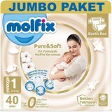 Molfix Pure&Soft Yenidoğan Organik Cırtlı Bebek Bezi 40 Adet