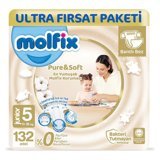 Molfix Pure&Soft 5 Numara Organik Cırtlı Bebek Bezi 132 Adet
