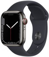 Apple Watch Series 7 Cellular Apple Uyumlu WatchOS Su Geçirmez 41 mm Fluoro Elastomer Kauçuk Kordon Kare Unisex Sim Kartlı Akıllı Saat Grafit