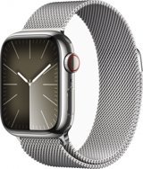 Apple Watch Series 9 Cellular Apple Uyumlu WatchOS Su Geçirmez 41 mm Metal Örgü Kordon Kare Unisex Sim Kartlı Akıllı Saat Gümüş