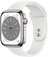 Apple Watch Series 8 Cellular Apple Uyumlu WatchOS Su Geçirmez 45 mm Fluoro Elastomer Kauçuk Spor Kordon Kare Unisex Sim Kartlı Akıllı Saat Beyaz