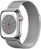 Apple Watch Series 8 Cellular Apple Uyumlu WatchOS Su Geçirmez 41 mm Metal Örgü Kordon Kare Unisex Sim Kartlı Akıllı Saat Gümüş