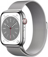 Apple Watch Series 8 Cellular Apple Uyumlu WatchOS Su Geçirmez 45 mm Metal Örgü Kordon Kare Unisex Sim Kartlı Akıllı Saat Gümüş