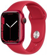 Apple Watch Series 7 Cellular Apple Uyumlu WatchOS Su Geçirmez 41 mm Fluoro Elastomer Kauçuk Kordon Kare Unisex Sim Kartlı Akıllı Saat Kırmızı