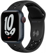 Apple Watch Nike Series 7 Cellular Apple Uyumlu WatchOS Su Geçirmez 41 mm Fluoro Elastomer Kauçuk Kordon Kare Unisex Sim Kartlı Akıllı Saat Siyah