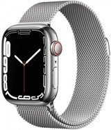 Apple Watch Series 7 Cellular Apple Uyumlu WatchOS Su Geçirmez 41 mm Metal Örgü Kordon Kare Unisex Sim Kartlı Akıllı Saat Gümüş