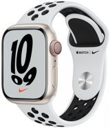Apple Watch Nike Series 7 Cellular Apple Uyumlu WatchOS Su Geçirmez 41 mm Fluoro Elastomer Kauçuk Kordon Kare Unisex Sim Kartlı Akıllı Saat Beyaz