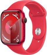 Apple Watch Series 9 Cellular Apple Uyumlu WatchOS Su Geçirmez 45 mm Fluoro Elastomer Kauçuk Kordon Kare Unisex Sim Kartlı Akıllı Saat Kırmızı
