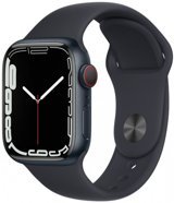Apple Watch Series 7 Cellular Apple Uyumlu WatchOS Su Geçirmez 41 mm Fluoro Elastomer Kauçuk Kordon Kare Unisex Sim Kartlı Akıllı Saat Siyah