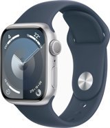 Apple Watch Series 9 Apple Uyumlu WatchOS Su Geçirmez 41 mm Fluoro Elastomer Kauçuk Kordon Kare Unisex Akıllı Saat Mavi
