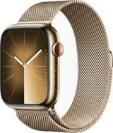 Apple Watch Series 9 Cellular Apple Uyumlu WatchOS Su Geçirmez 45 mm Metal Örgü Kordon Kare Unisex Sim Kartlı Akıllı Saat Altın