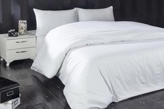 Komfort Home Pamuk Saten Kışlık 160 x 220 cm Çizgili Tek Kişilik Nevresim Takımı Beyaz