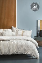Yataş Ranforce Kışlık 160 x 220 cm Çizgili Tek Kişilik Nevresim Takımı Gri