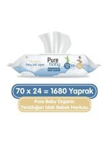 Pure Baby Organic Yenidoğan 70 Yaprak 24'lü Paket Islak Havlu
