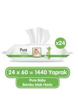 Pure Baby Organik Bambu Özlü 60 Yaprak 24'lü Paket Islak Mendil