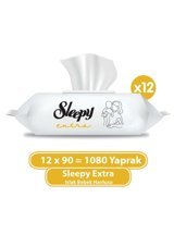 Sleepy Extra 90 Yaprak 12'li Paket Islak Bebek Havlusu