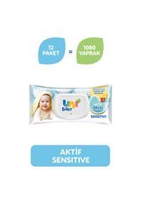 Uni Baby Aktif Sensitive 90 Yaprak 12'li Paket Islak Mendil