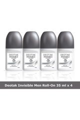 Deotak Invisible Pudrasız Ter Önleyici Organik Roll-On Erkek Deodorant 4x35 ml