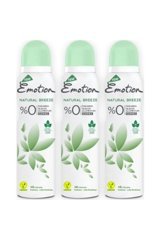 Emotion Natural Breeze Pudrasız Ter Önleyici Sprey Kadın Deodorant 3x150 ml