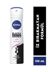 Nivea Black&White Invisible Clear Pudralı Ter Önleyici Antiperspirant Sprey Kadın Deodorant 150 ml