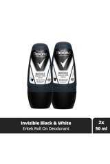 Rexona Men Invisible On Black+White Clothes Pudrasız Ter Önleyici Antiperspirant Roll-On Erkek Deodorant 2x50 ml