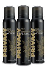 Privacy Gold Sensation Pudrasız Ter Önleyici Sprey Erkek Deodorant 3x150 ml