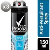 Rexona Men Xtra Cool Pudrasız Ter Önleyici Antiperspirant Sprey Erkek Deodorant 3x150 ml