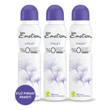 Emotion Violet Pudrasız Sprey Kadın Deodorant 3x150 ml
