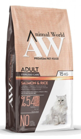 Animal World Somonlu Kısırlaştırılmış Tahıllı Yetişkin Kuru Kedi Maması 15 kg