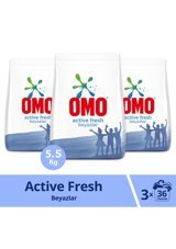 Omo Active Fresh Beyazlar İçin 108 Yıkama Toz Deterjan 3x5.5 kg