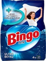 Bingo Matik Beyazlar İçin 26 Yıkama Toz Deterjan 4 kg