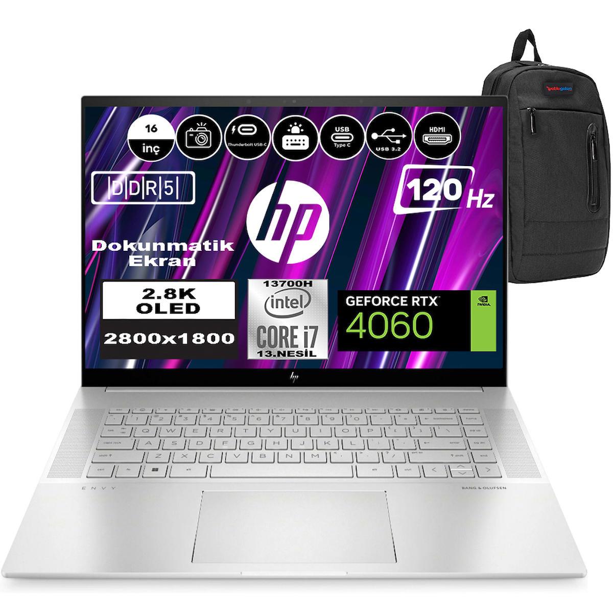 HP ENVY 16-H1002NT 804B7EAP03 Harici GeForce RTX 4060 Intel Core i7 32 GB Ram DDR5 1 TB SSD 16 inç Full HD Windows 11 Pro Gaming Notebook Laptop