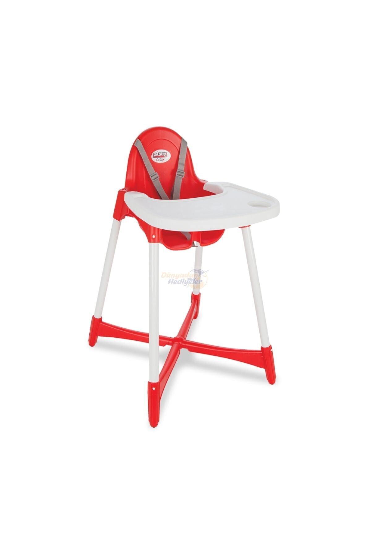 Pilsan Plastik Emniyet Kemeri 40 kg Kapasiteli Tepsili Katlanır Portatif Mama Sandalyesi Kırmızı